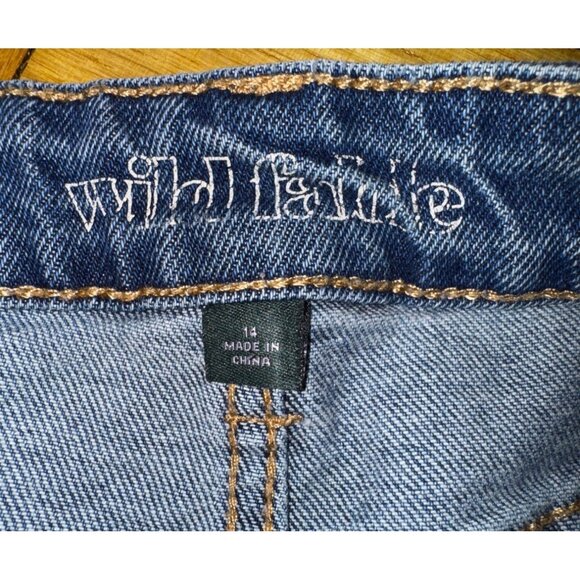 Mid-Rise Straight-Leg Recycled Blue Denim Jeans With Raw Hem Wild Fable Size 14 - Picture 4 of 9